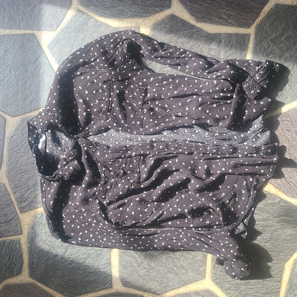 Black floral blouse